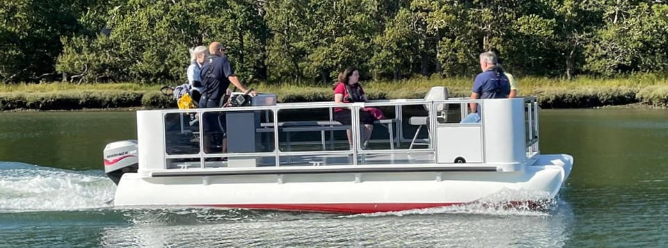 Peter Gardiner, a wheelchair accessible motor boat designed to take people with disabilities on the Hamble River